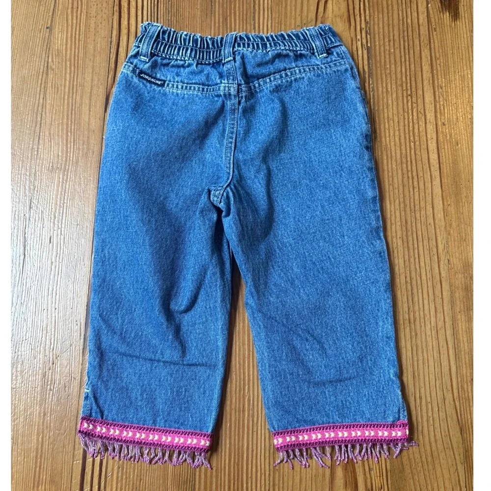 Jordache Denim Capris Kids Blue Boho Beaded Fringe Vintage SIZE 6